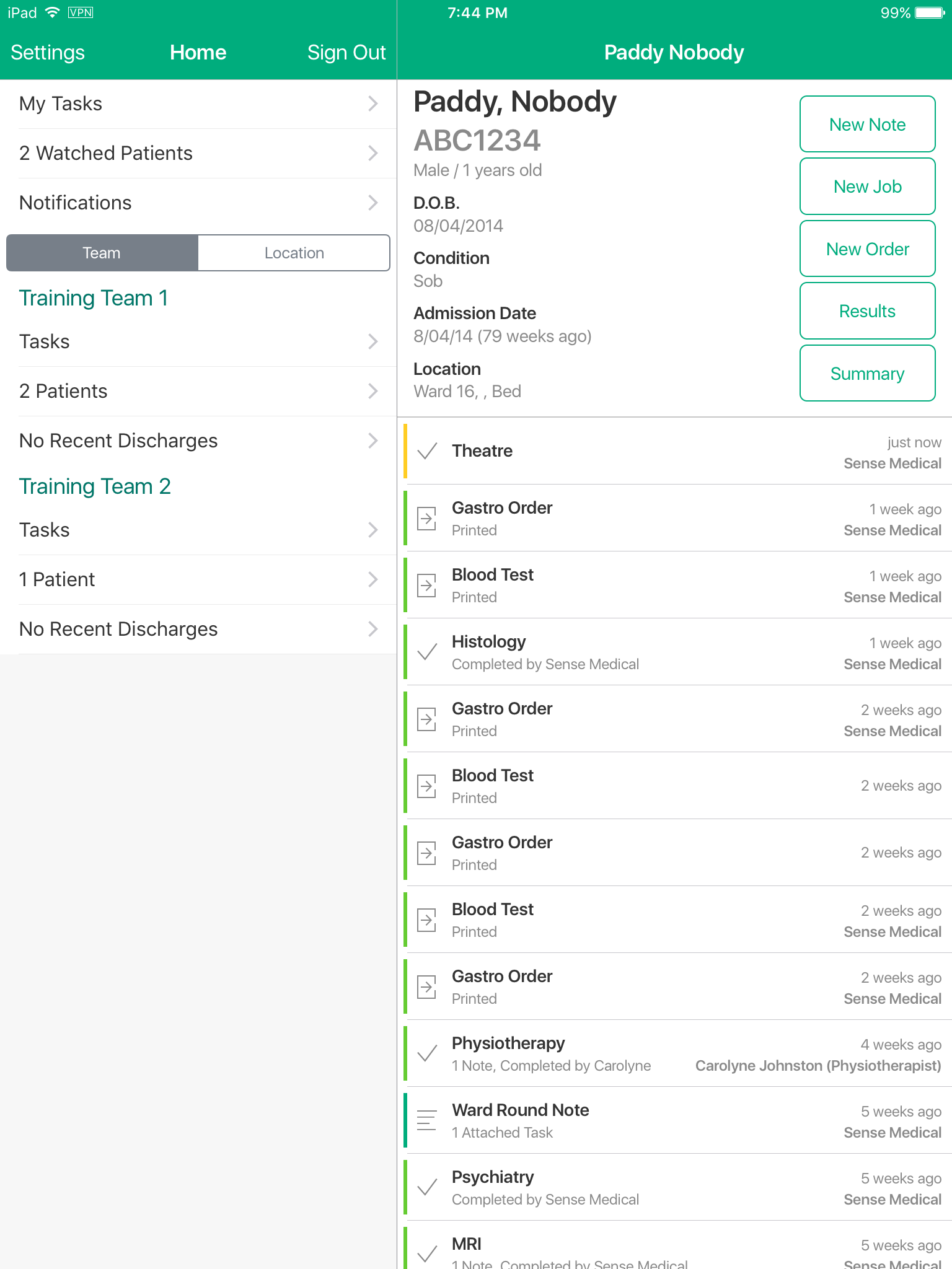 Cortex version 2 in 2015: teams, watched patients, and a patient timeline with status markers